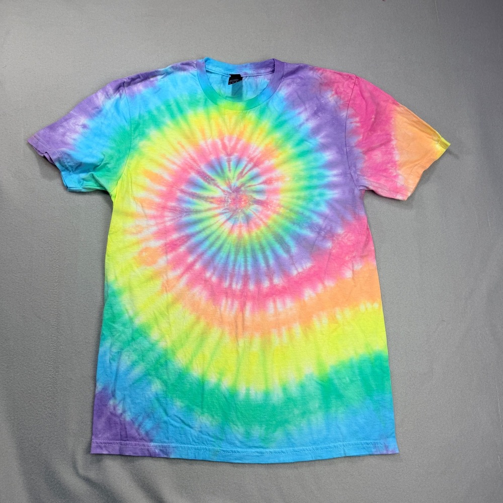 Gildan Softstyle Rainbow Spiral Tie Dye T Shirt Medium Hand Dyed Cotton